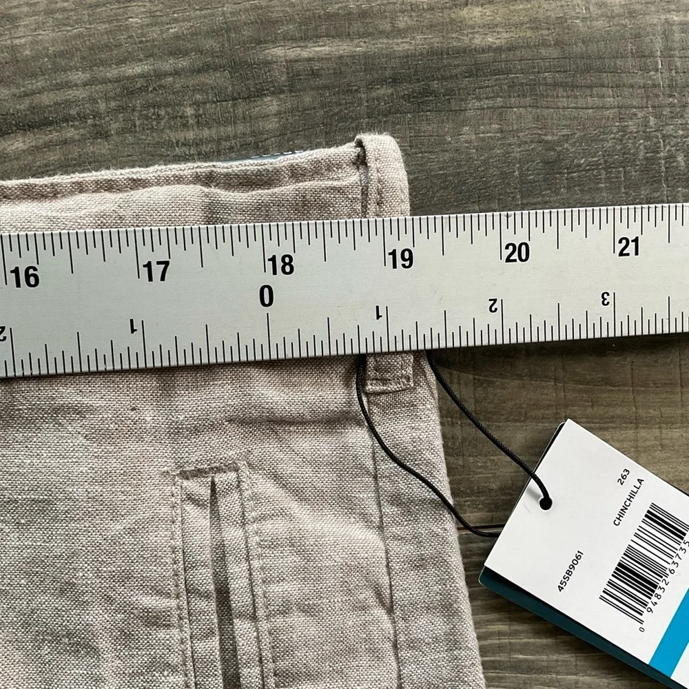 36x32 NWT Perry Ellis Linen Blend Pants Mens Khaki Light Tan Button Fly Drawcord